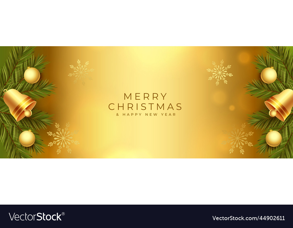 Elegant merry christmas golden banner