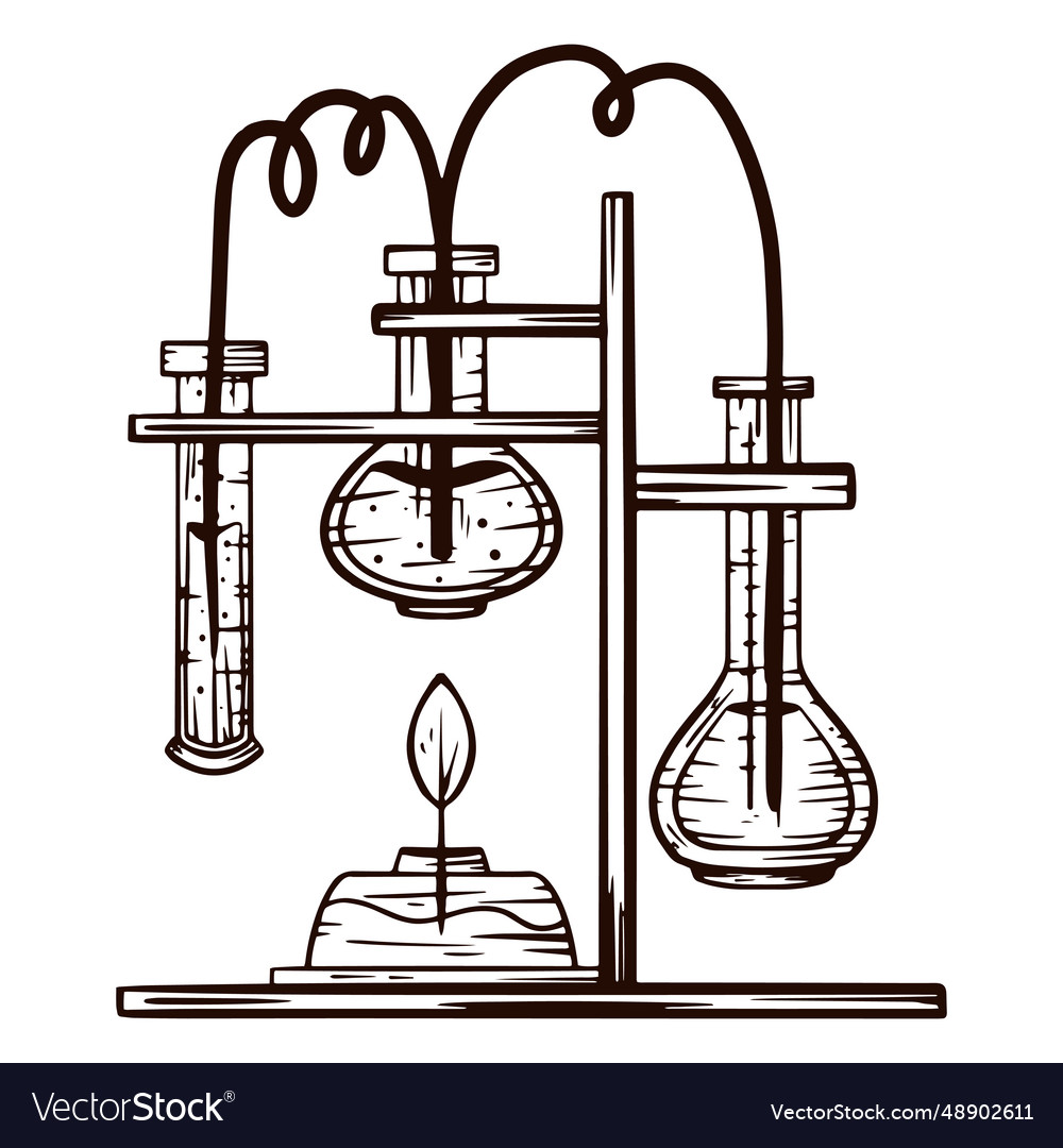 Laboratory equipment hand drawn Royalty Free Vector Image