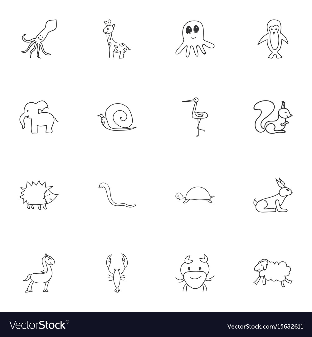 Set of 16 editable zoo icons includes symbols