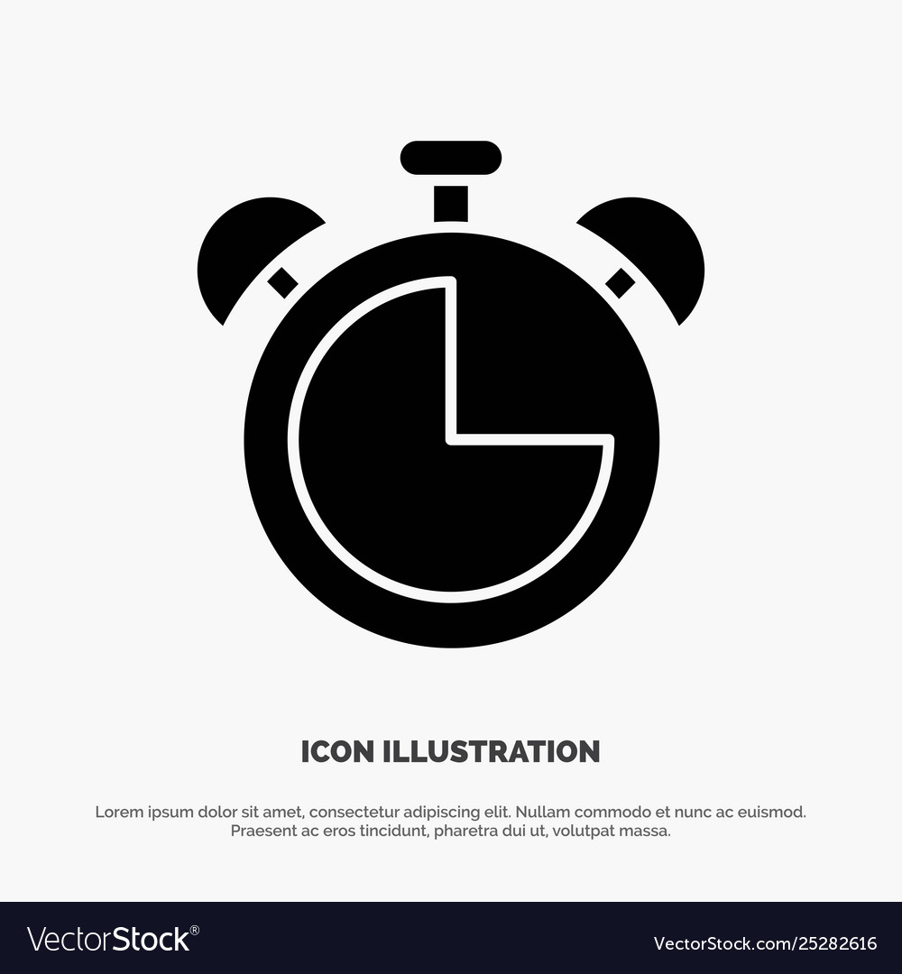 Alarm clock education timer solid glyph icon