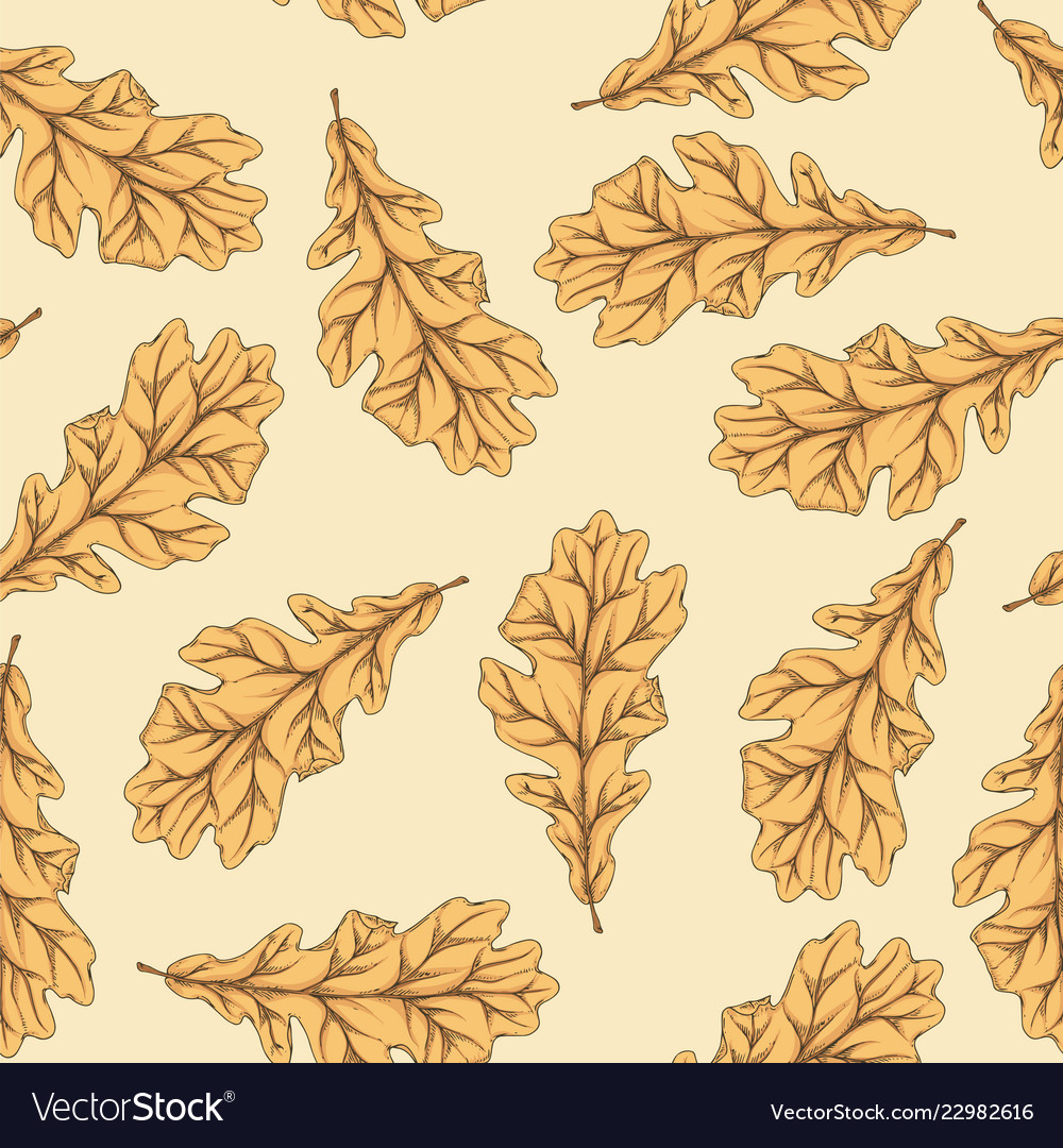 Brown oak leaf seamless pattern