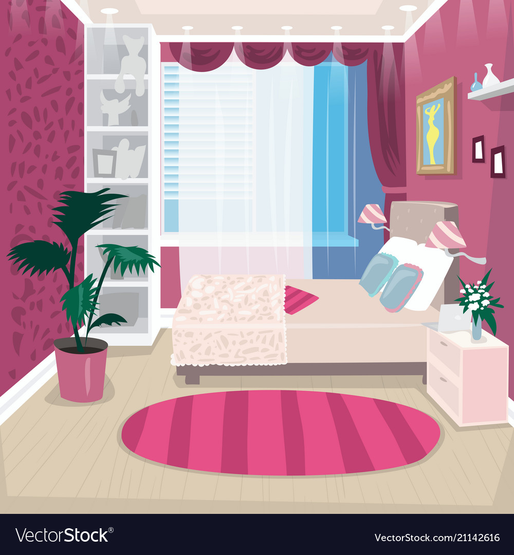 Empty pink children room for girl