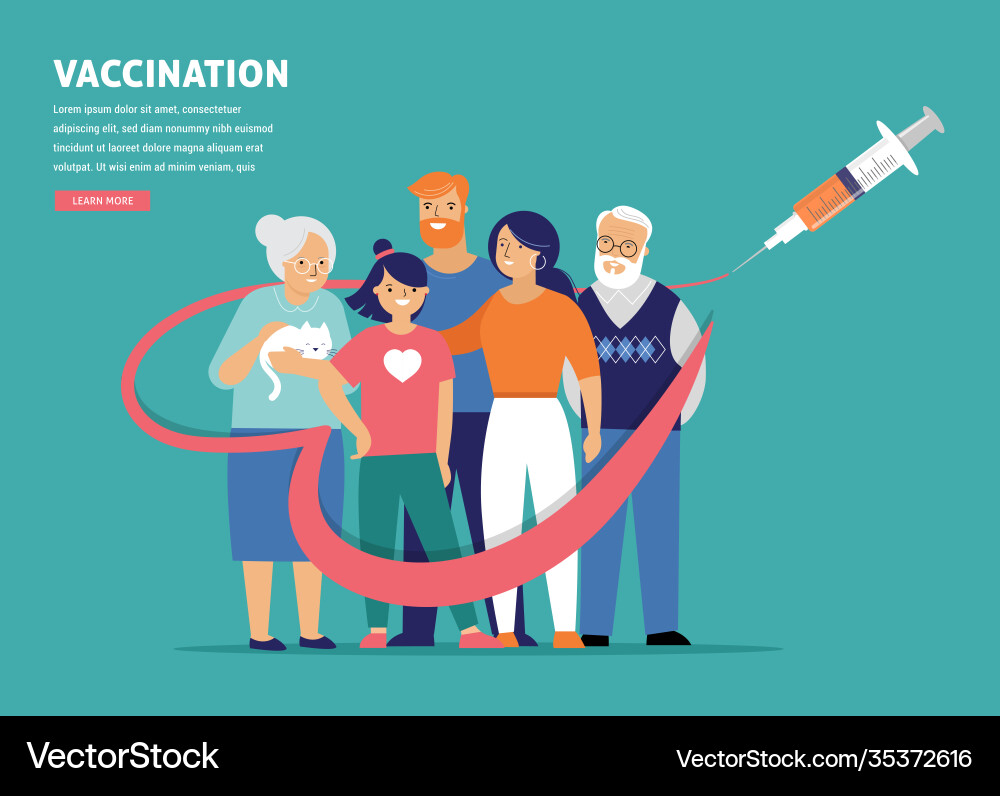 Family vaccination concept design time Royalty Free Vector