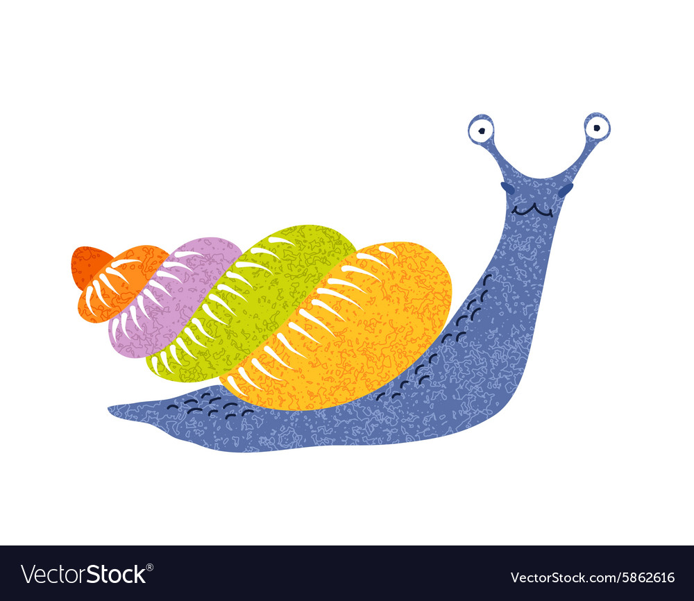 Snail cute cartoon character hand-drawn grunge Vector Image Snail cute cartoon character hand-drawn grunge Vector Image
