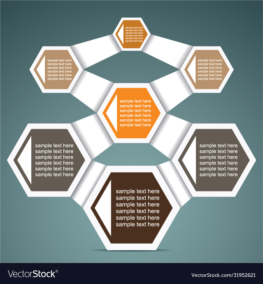 Colorful infographic hexagon