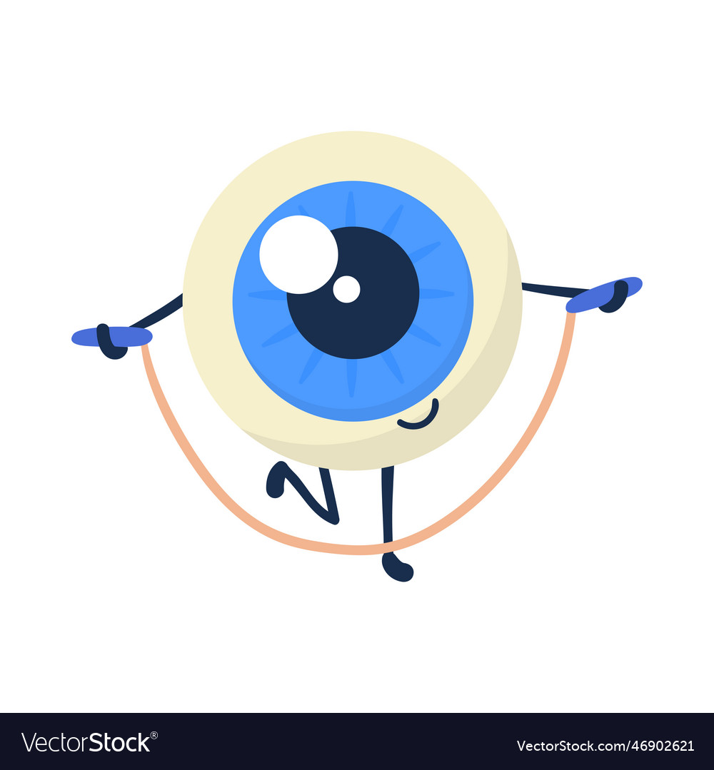 Cute eyeball character exercising cartoon Vector Image