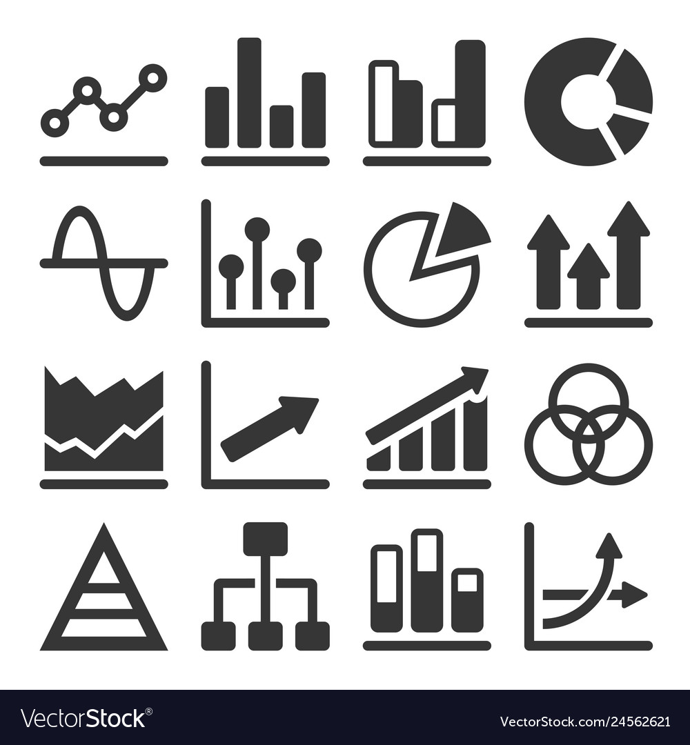 Diagram and graphs related icons set Royalty Free Vector