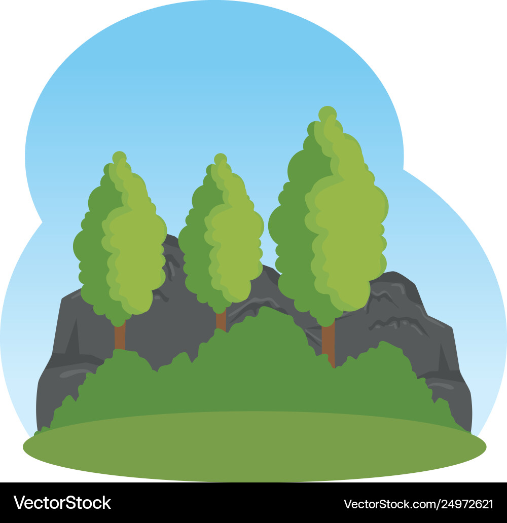 Forest landscape scene icon Royalty Free Vector Image