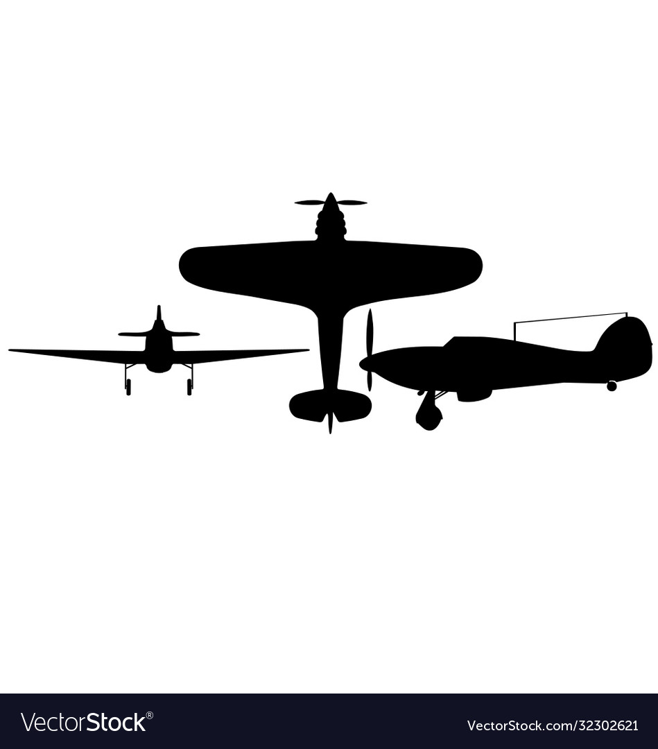 Hawker hurricane i all silhouette Royalty Free Vector Image