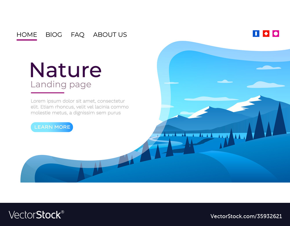 landing-page-screen-nature-landscape-template-vector-image