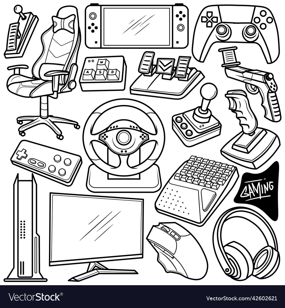 Game Doodles. Hand Drawing of Game Stock Vector - Illustration of