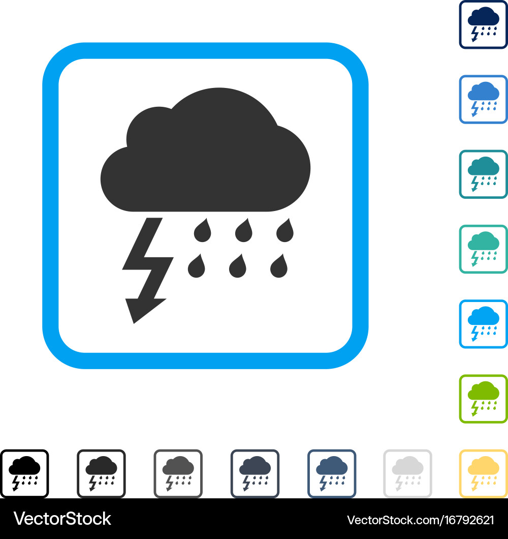 Thunderstorm framed icon Royalty Free Vector Image