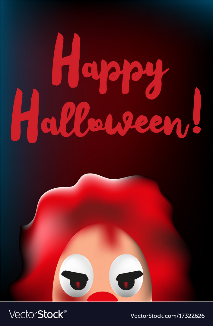 Happy Halloween Poster With Scary Clown Mask Vector Image