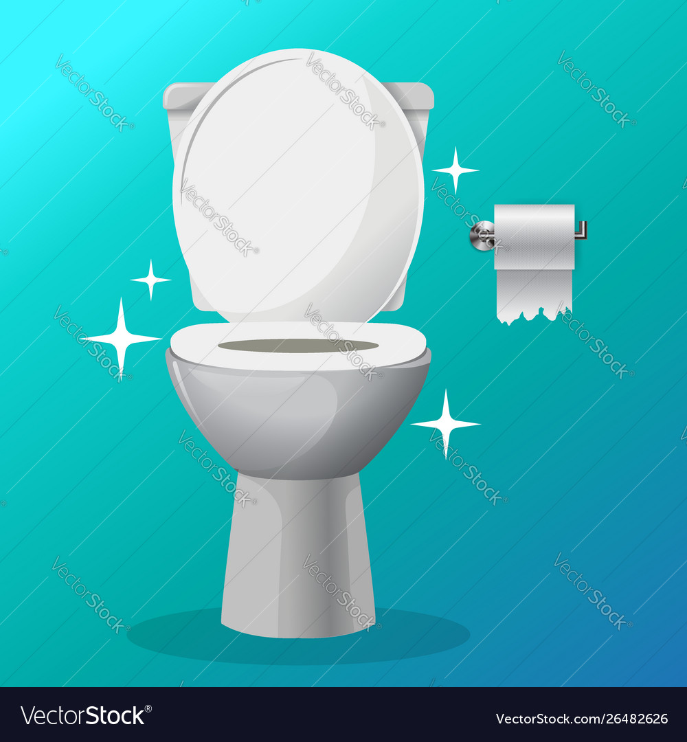 White Ceramics Clean Toilet Bowl Icon With Vector Image