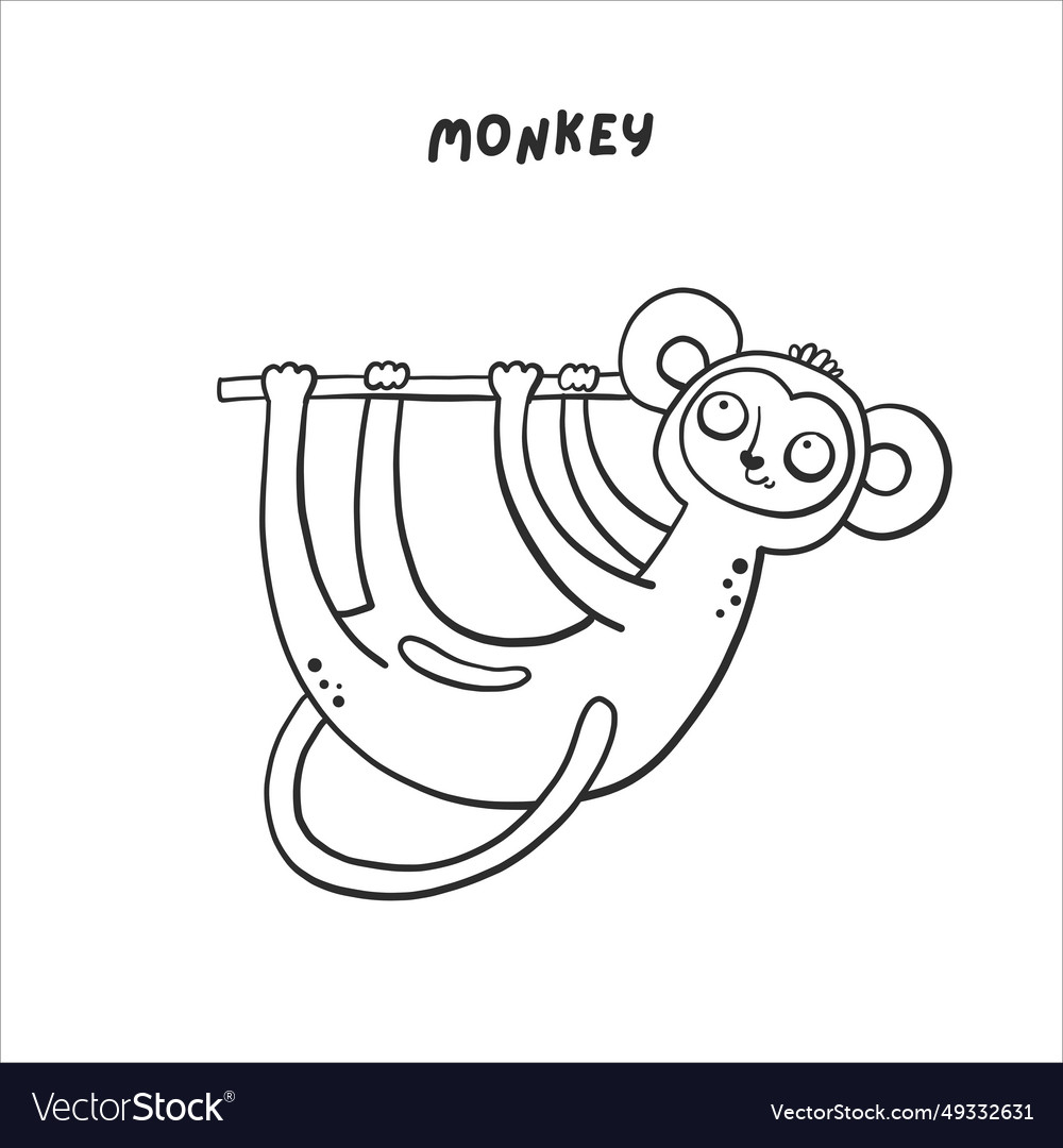 Card coloring book monkey