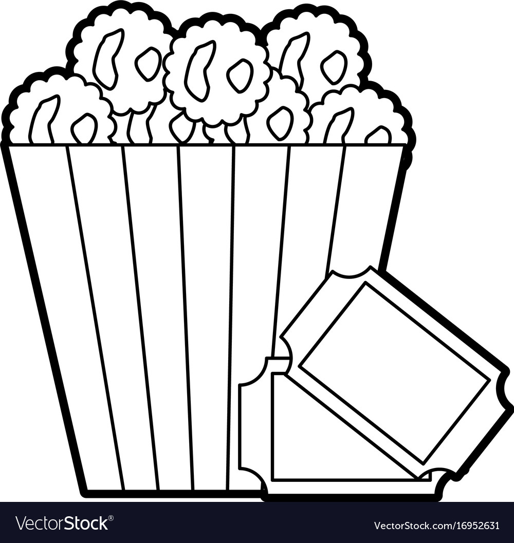 Delicious pop corn with tickets Royalty Free Vector Image