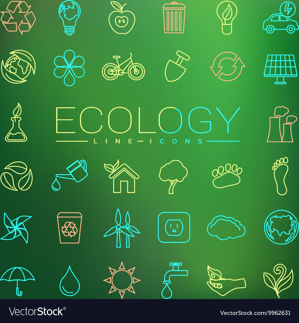 Ecology Line Icons Royalty Free Vector Image Vectorstock