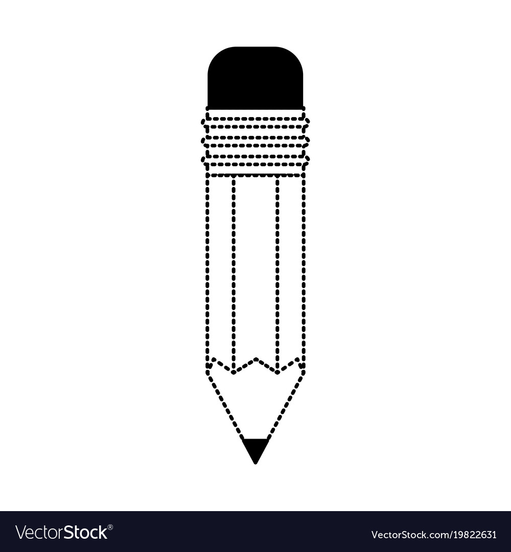 Pencil design tool in black dotted contour Vector Image