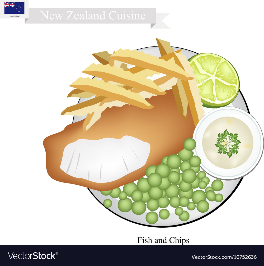 Fish and chips a popular dish of new zealand Vector Image