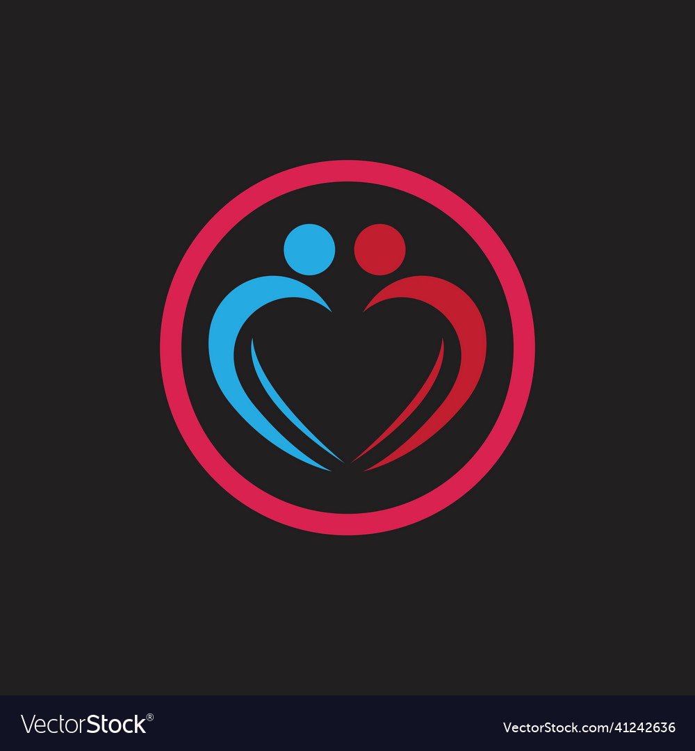 Heart logo and people design charity support