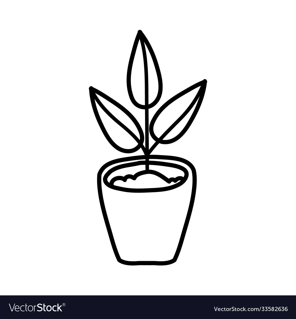 Houseplant in ceramic pot line style icon Vector Image