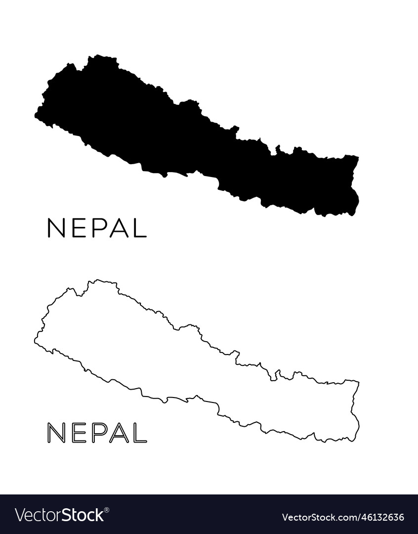 Nepal map silhouette Royalty Free Vector Image