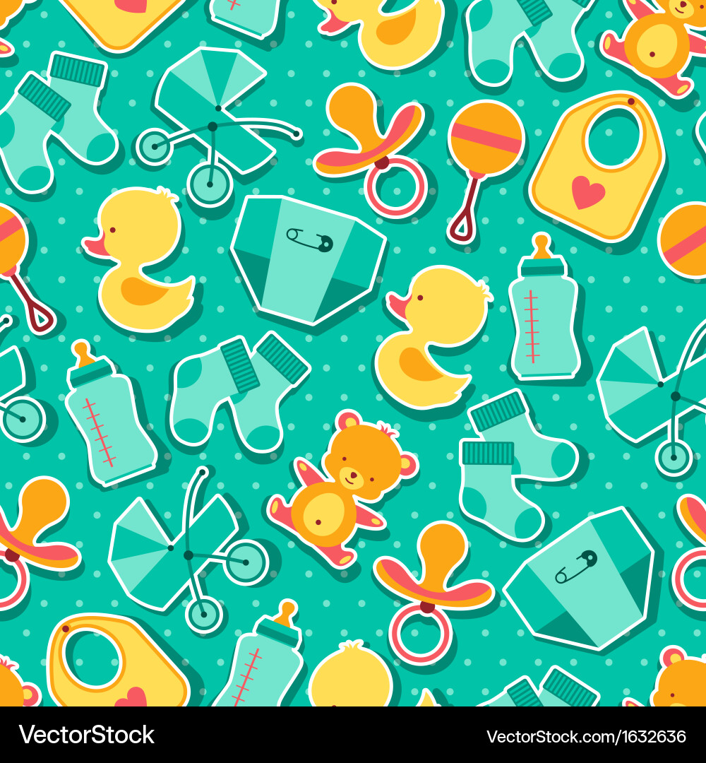 Seamless pattern with newborn baby stickers Vector Image