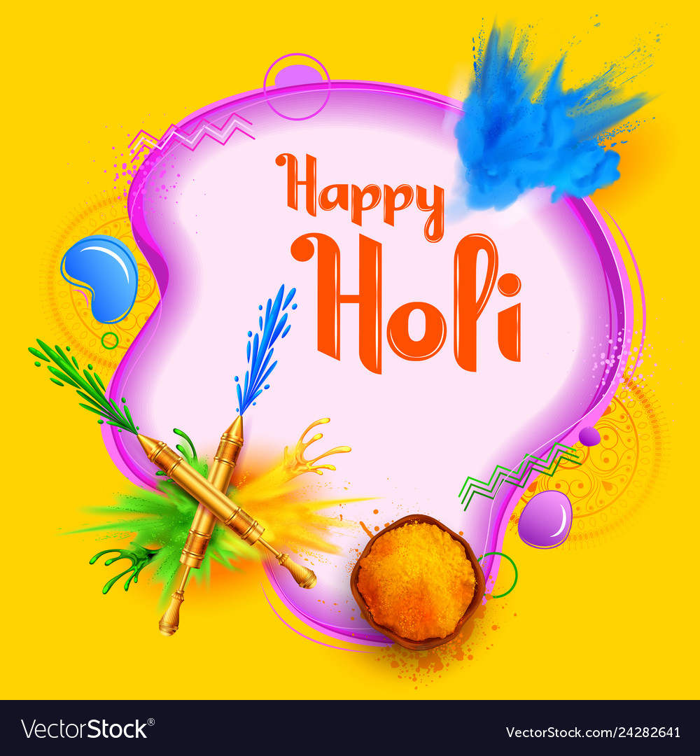 Colorful Happy Holi Background For Color Festival Vector Image