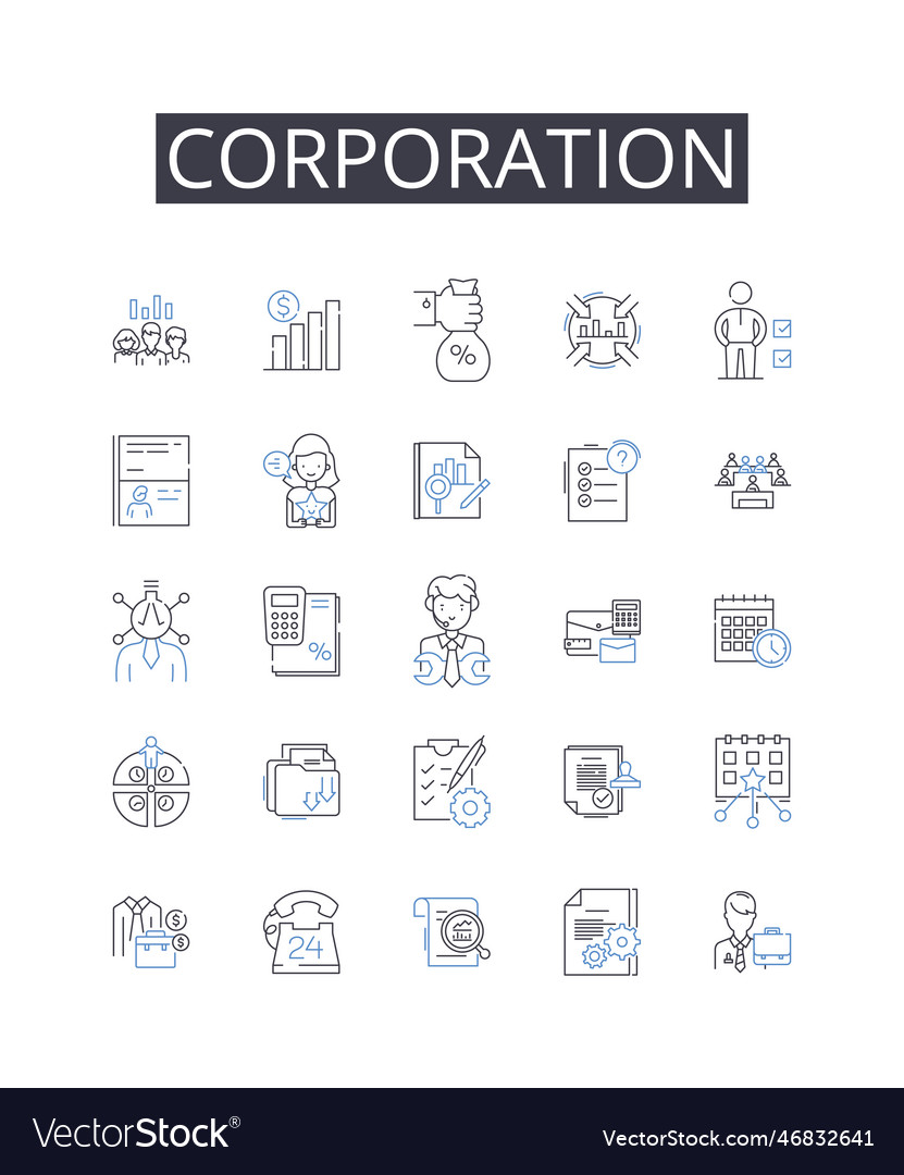 Corporation line icons collection business entity Vector Image