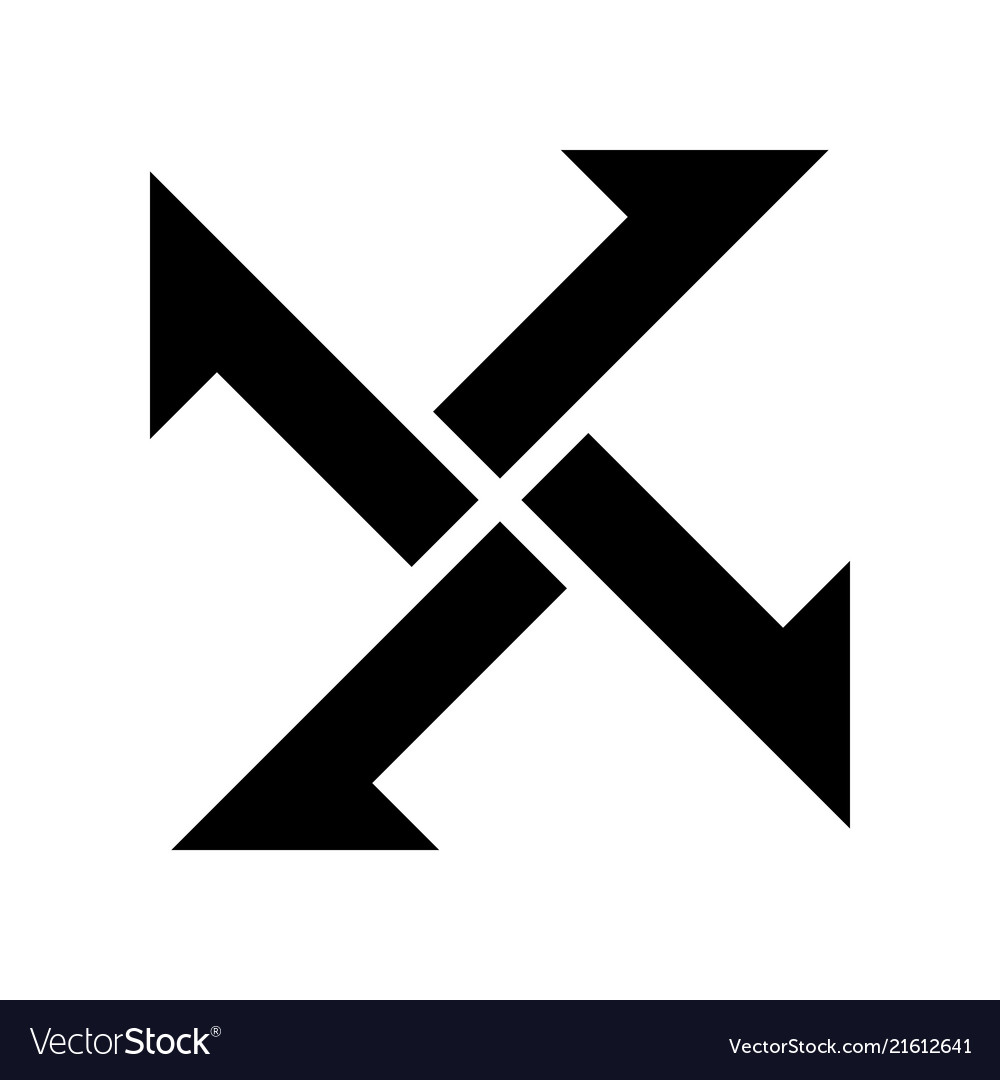 Cross from arrows icon filled black