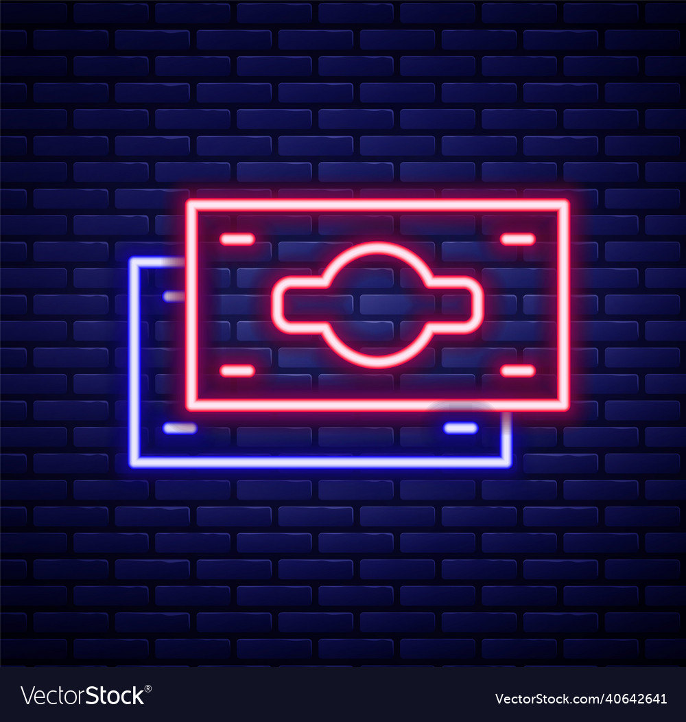 Glowing neon line stacks paper money cash icon Vector Image