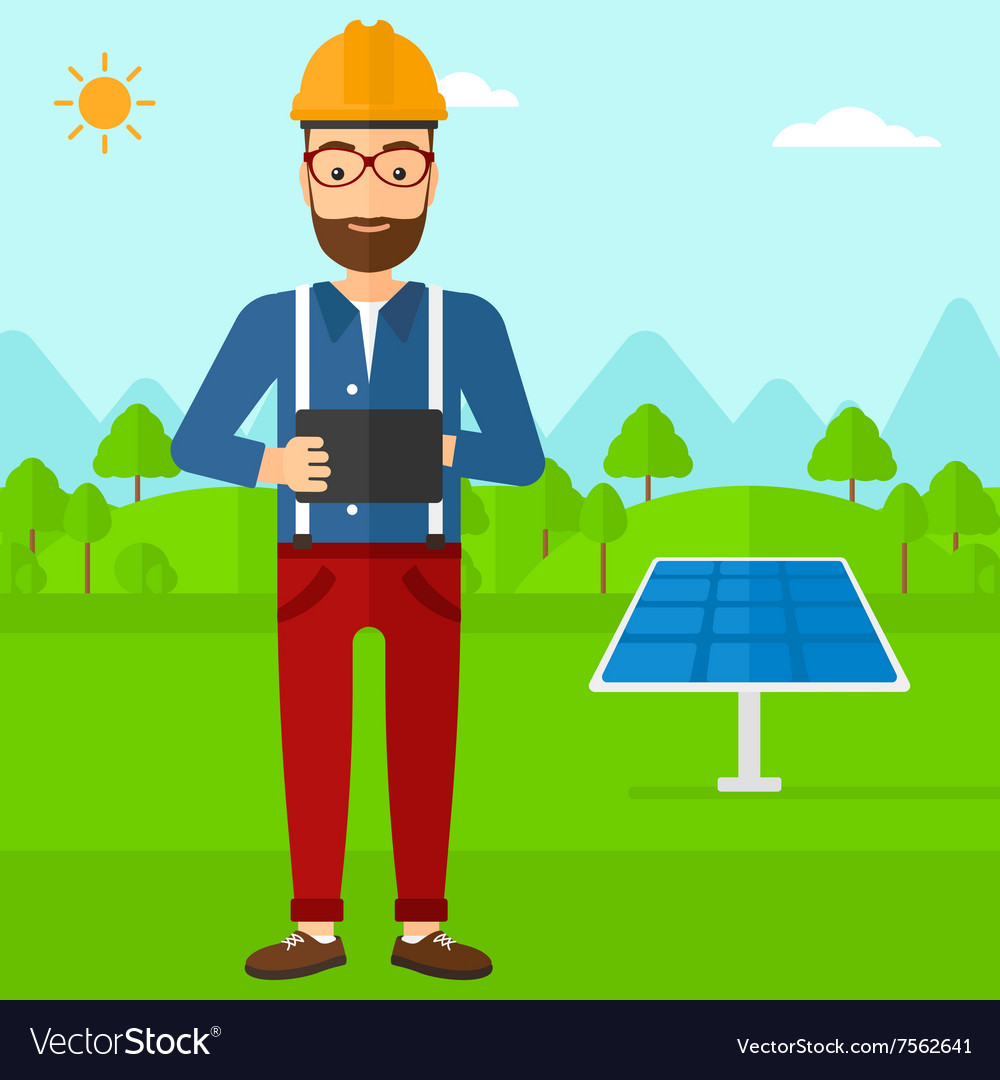 Man holding tablet computer Royalty Free Vector Image