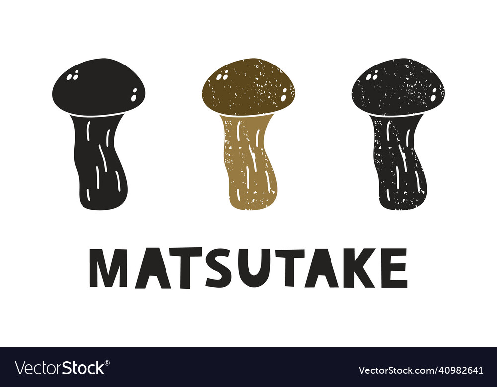 Matsutake mushroom silhouette icons set