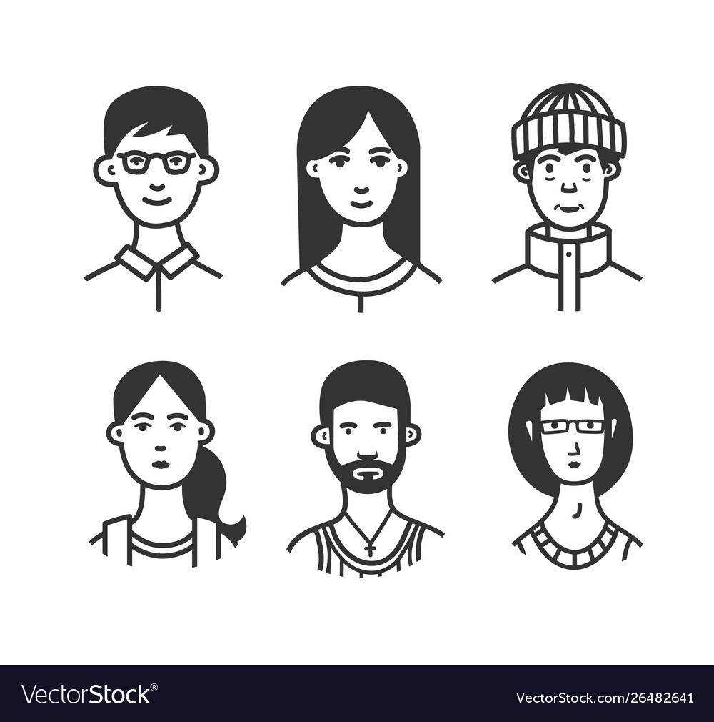 Set cartoon characters or avatars Royalty Free Vector Image