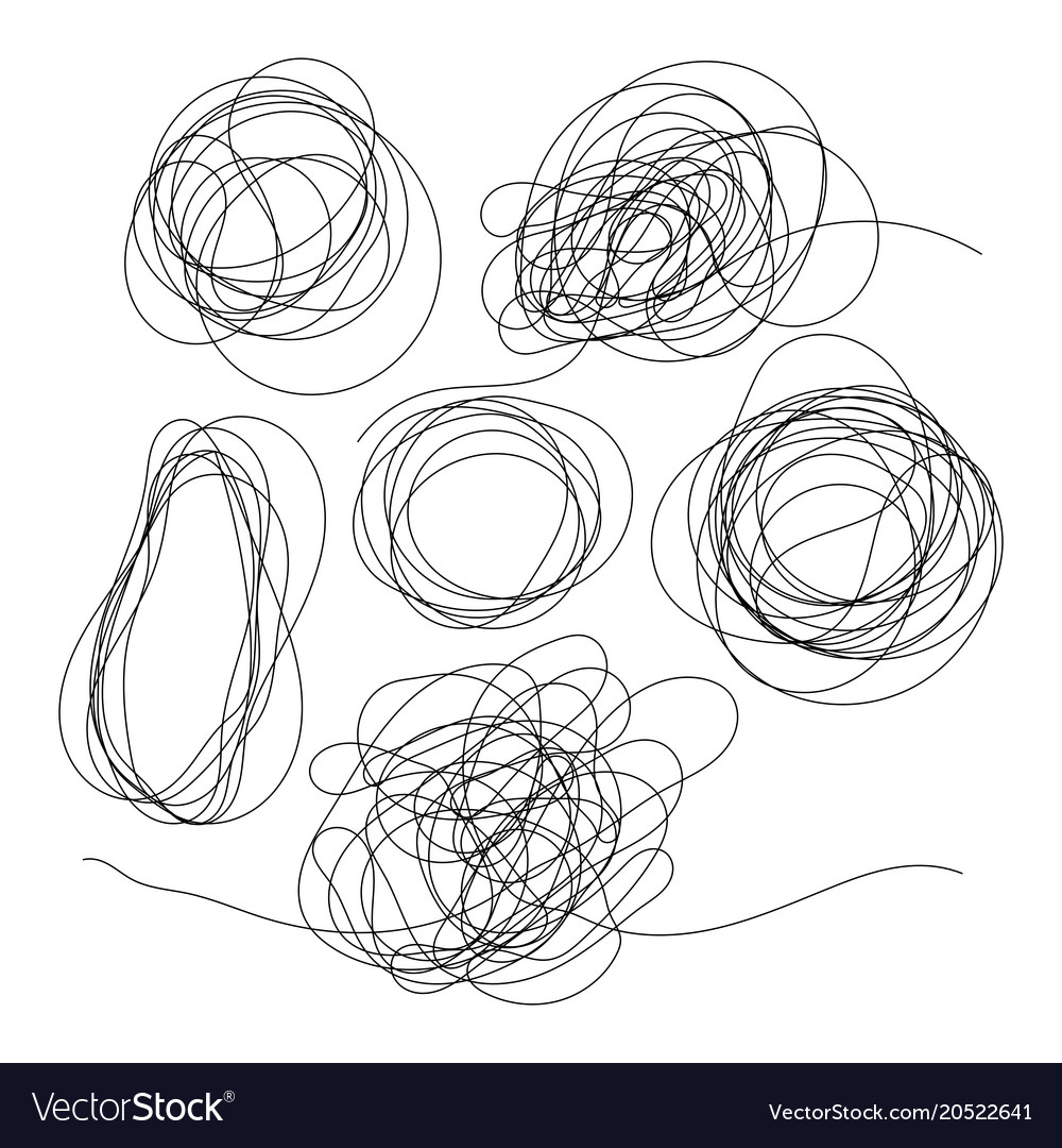 Set of hand drawn scribble objects isolated Vector Image