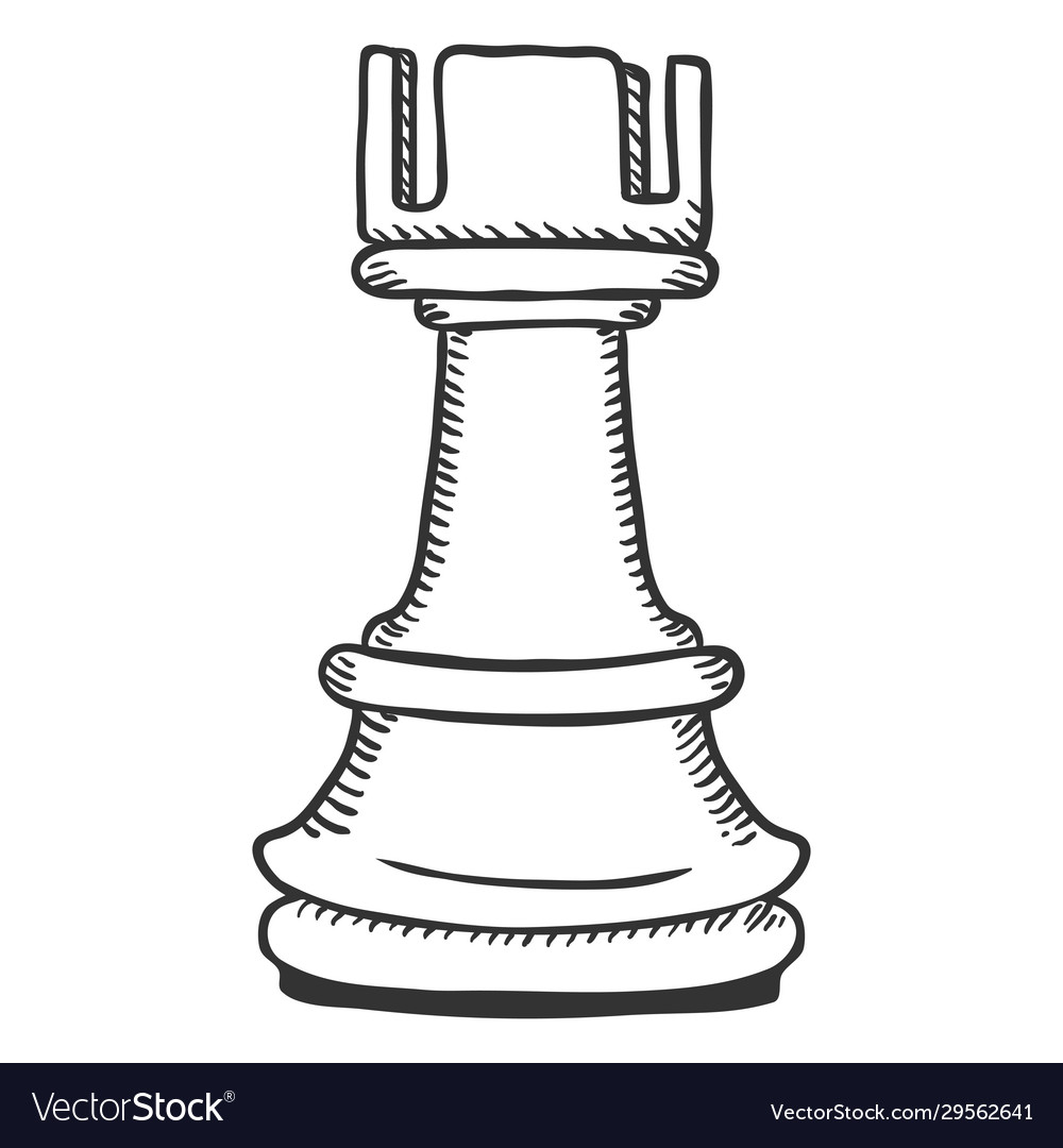 Single sketch - chess rook figure