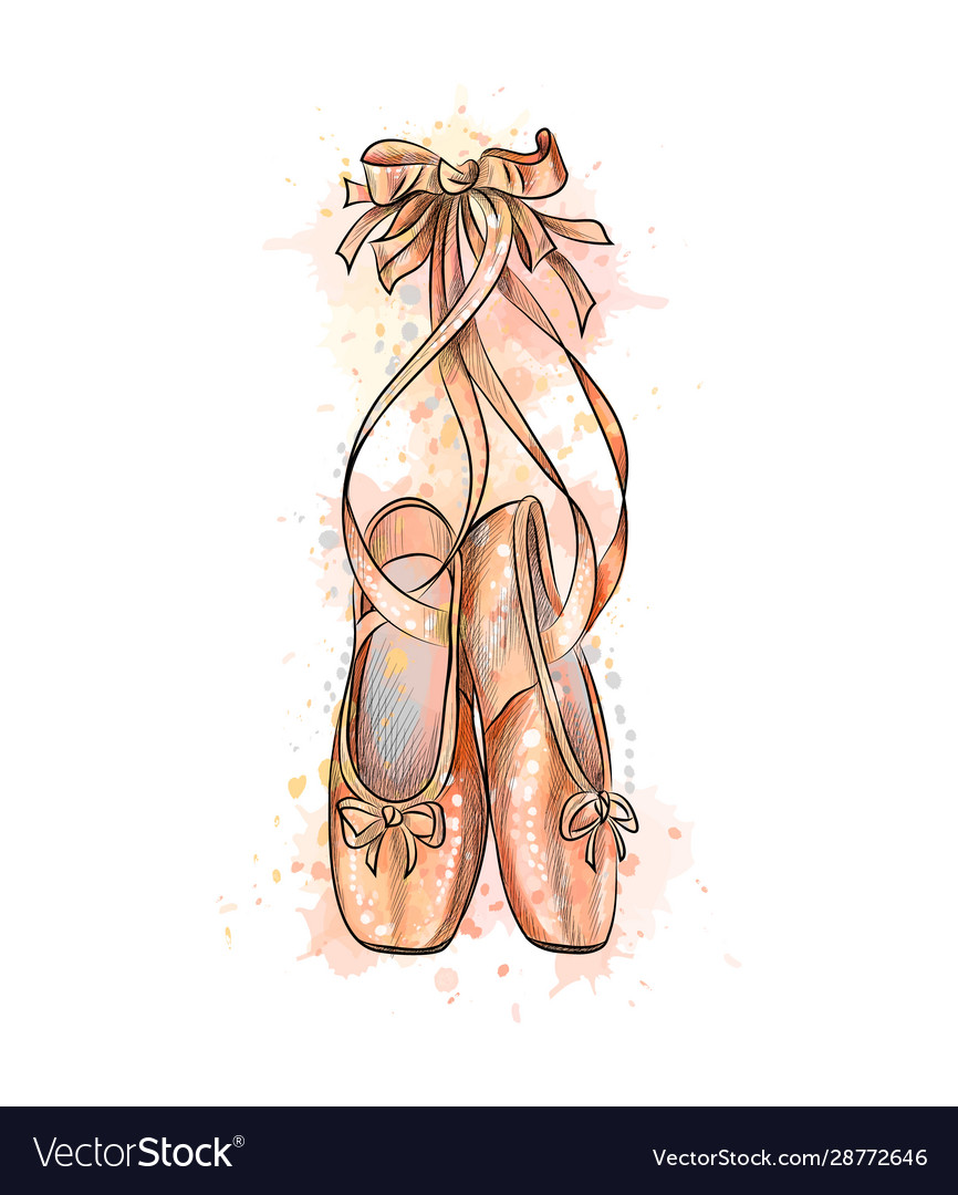 Ballet shoes pointe shoes from a splash of Vector Image