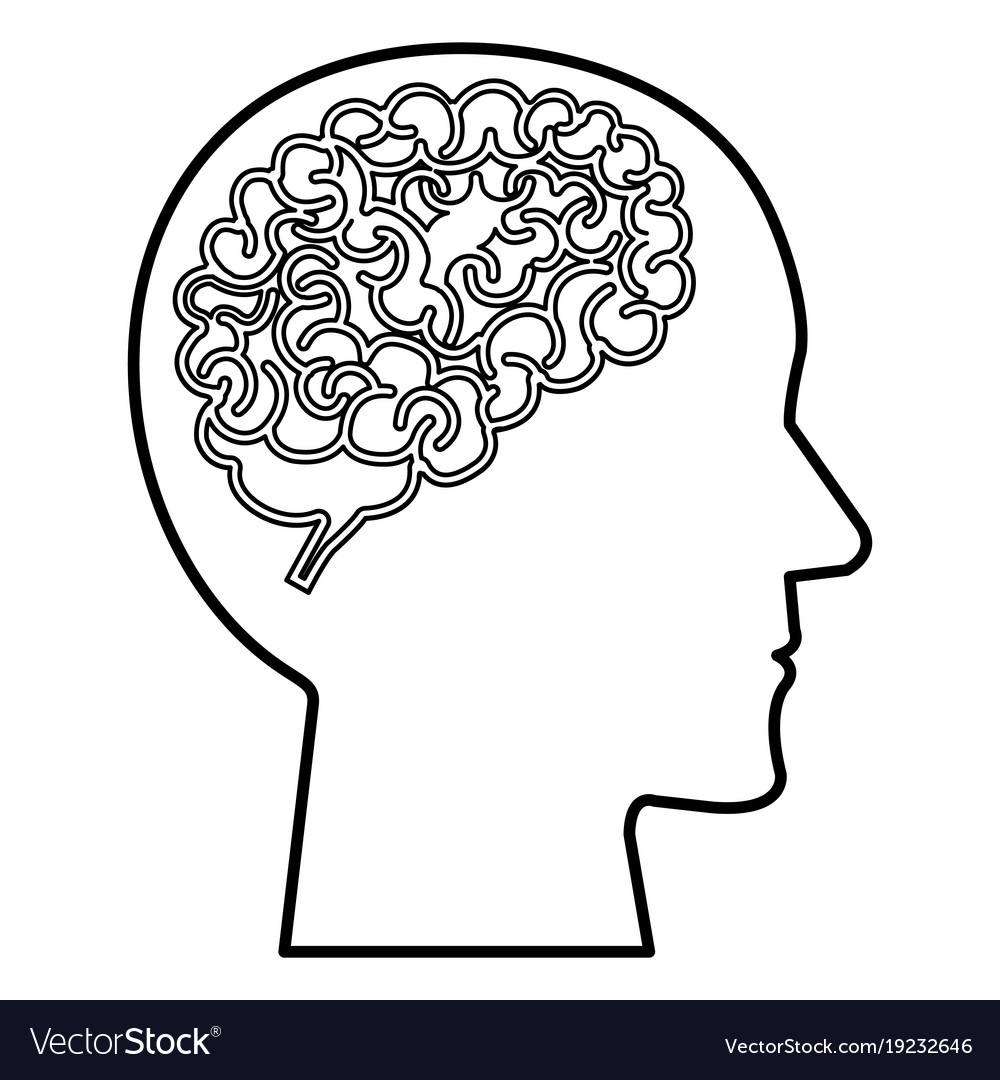 Brain storming with human profile Royalty Free Vector Image