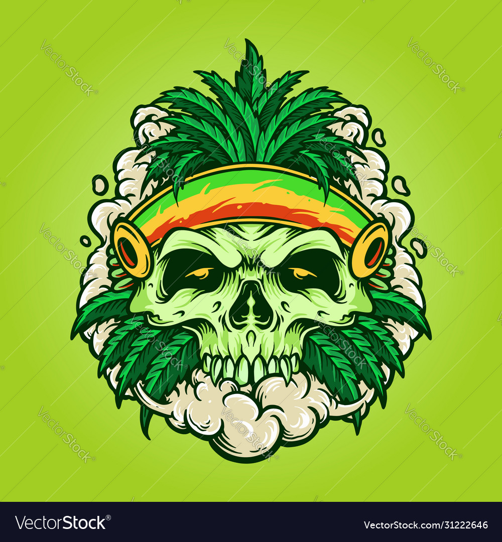 Cannabis leaf skull marijuana Royalty Free Vector Image