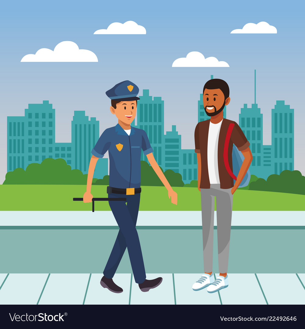 City police officer on duty cartoon Royalty Free Vector