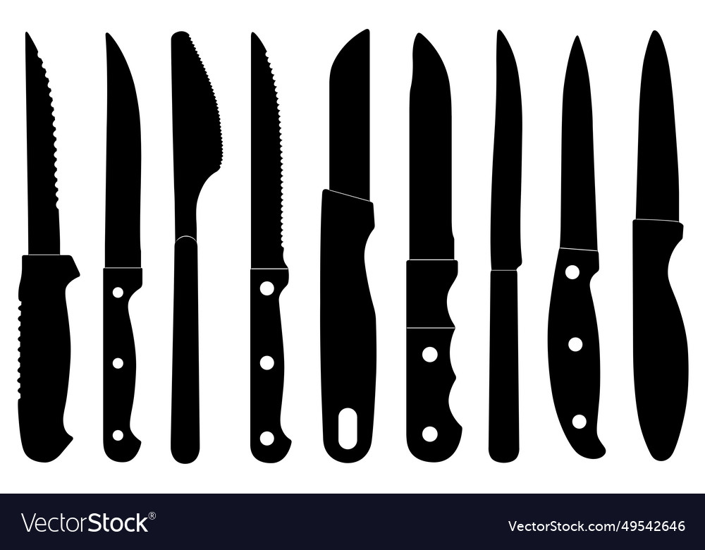 Collage of different kitchen knife Royalty Free Vector Image