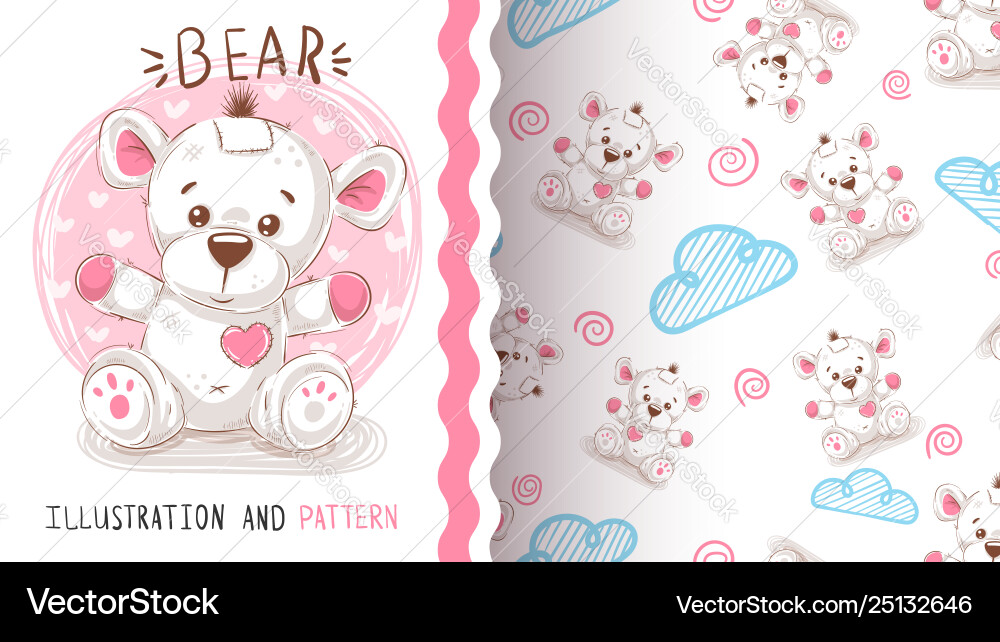 Cute teddy bear - seamless pattern Royalty Free Vector Image