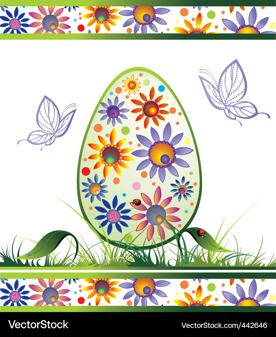 Easter egg with flowers Royalty Free Vector Image