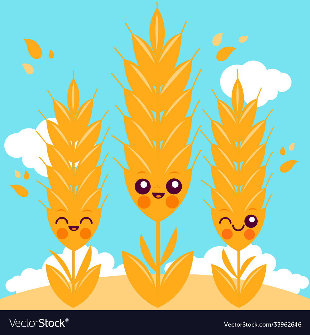 Field with wheat characters Royalty Free Vector Image