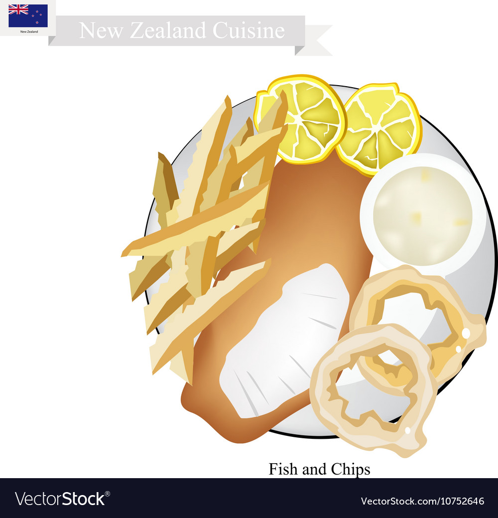Fish and chips a popular dish of new zealand Vector Image