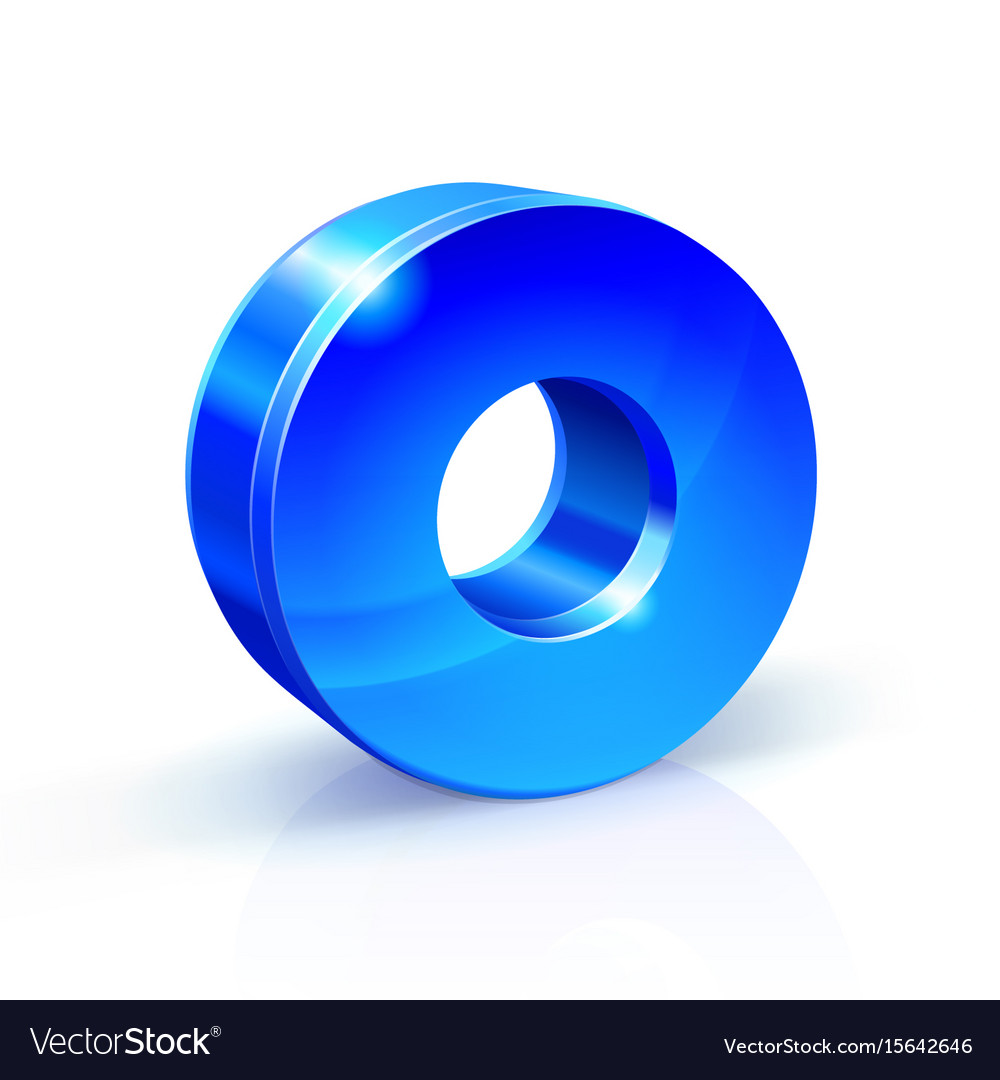Glossy blue zero 0 number 3d on Royalty Free Vector Image