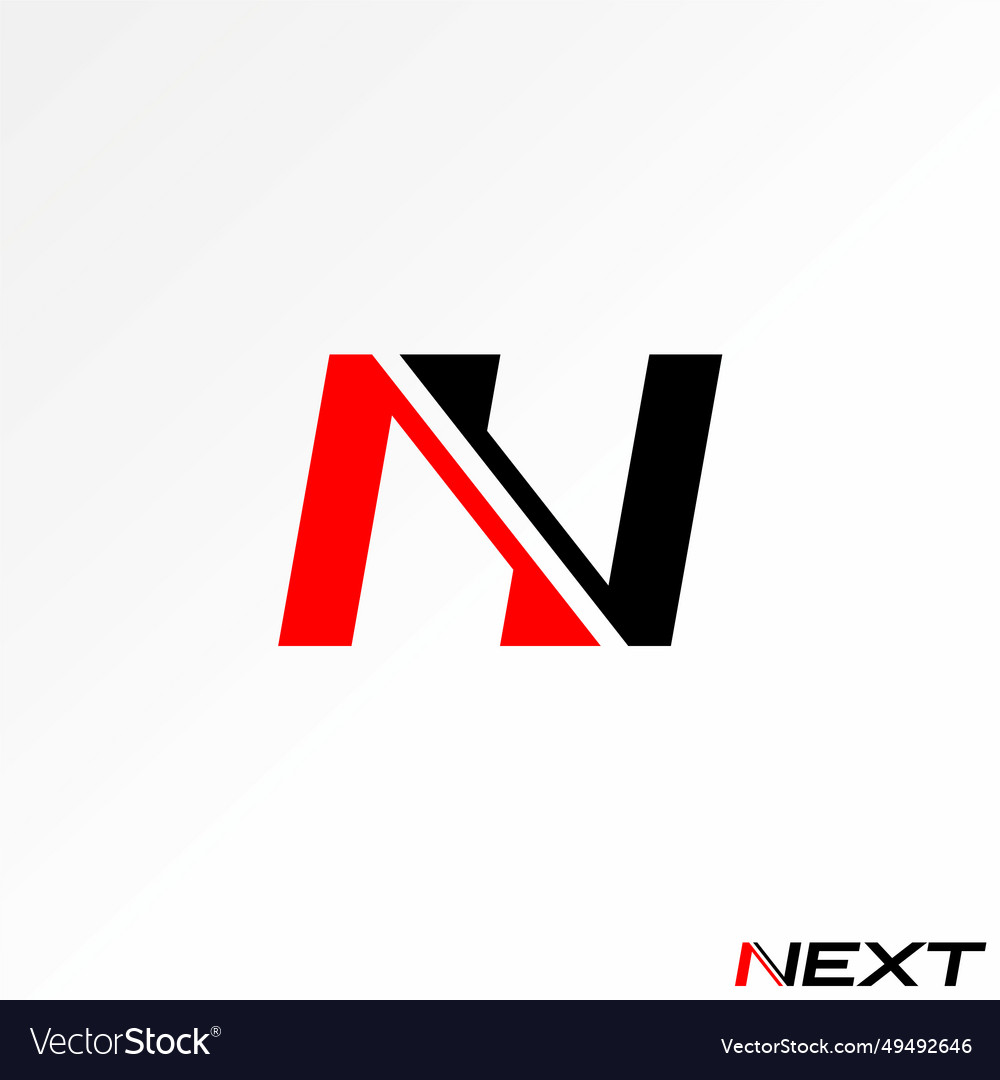 Initial letter n font with line cutting Royalty Free Vector