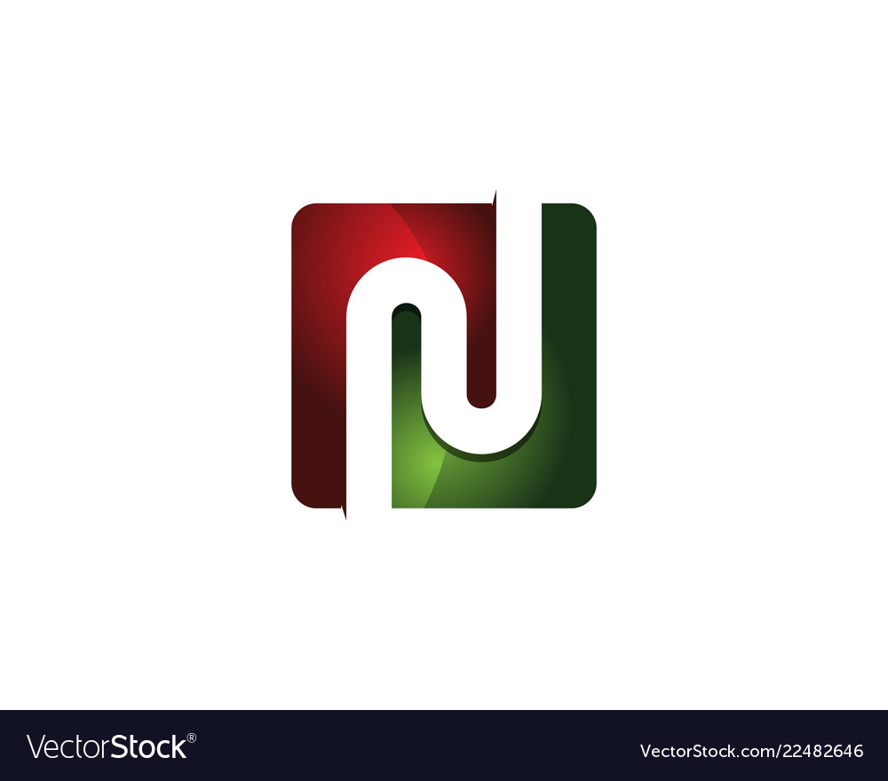 N 3d colorful square letter logo icon design