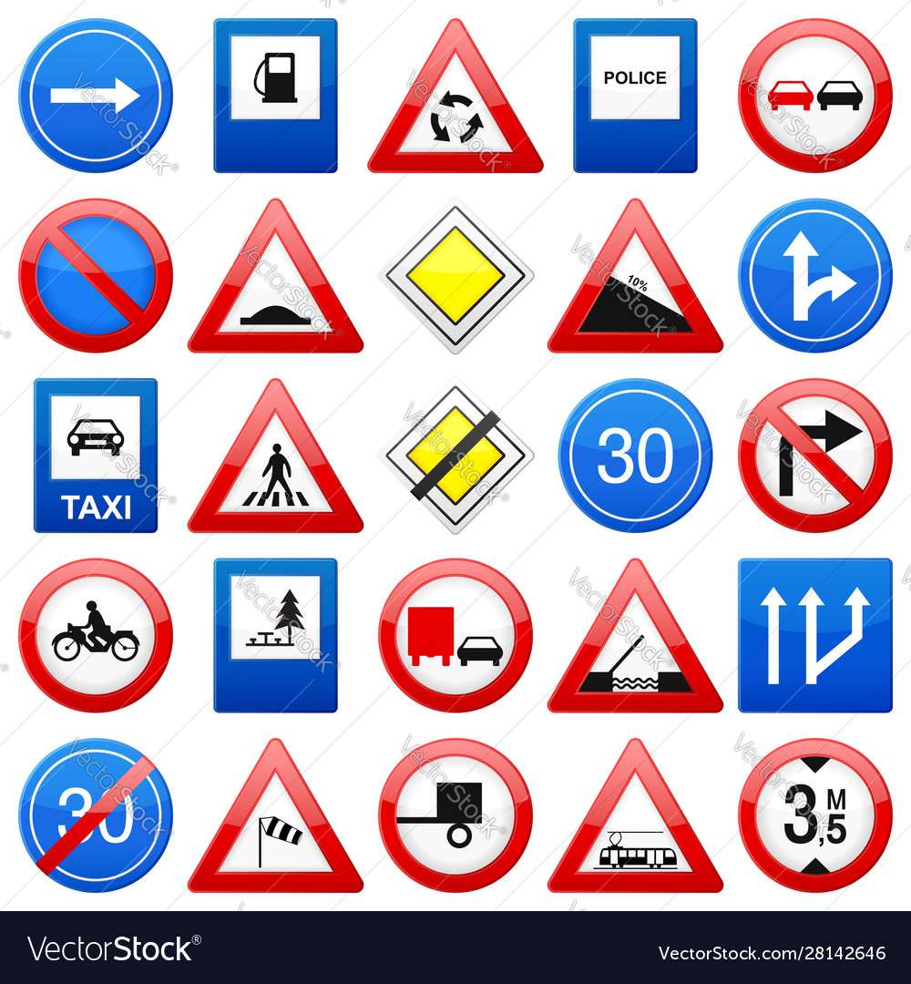 Road signs set 2 Royalty Free Vector Image - VectorStock