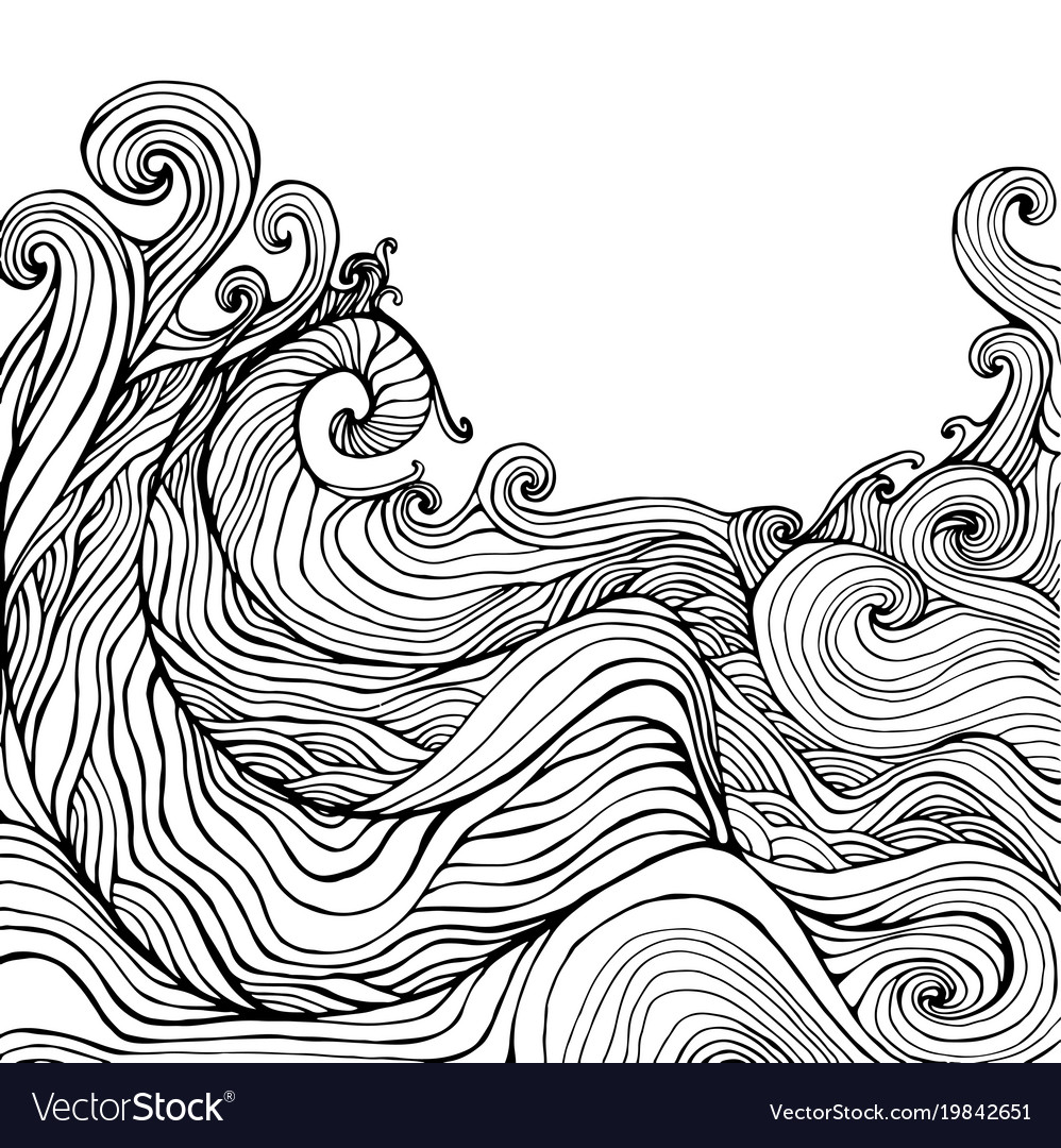 Black White Decorative Doodles Wave Royalty Free Vector